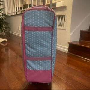 Pottery Barn Kids Polka Dot 18” doll bag with wheels fit American girl